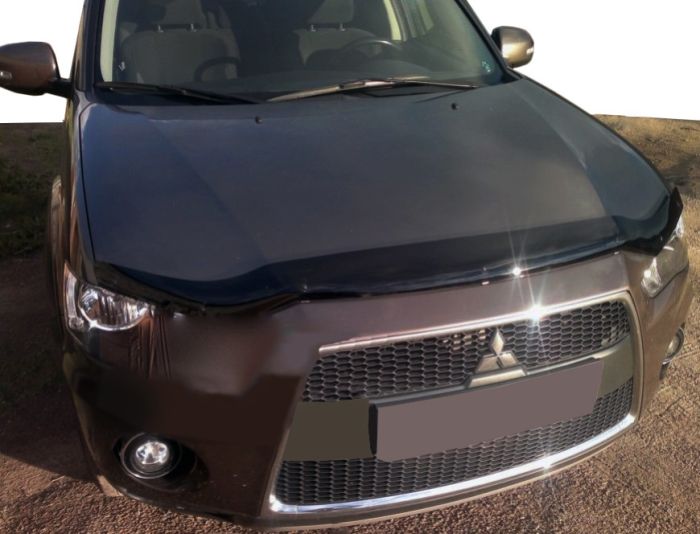 Дефлектор капота длинный 2009-2012 (SIM) для Mitsubishi Outlander