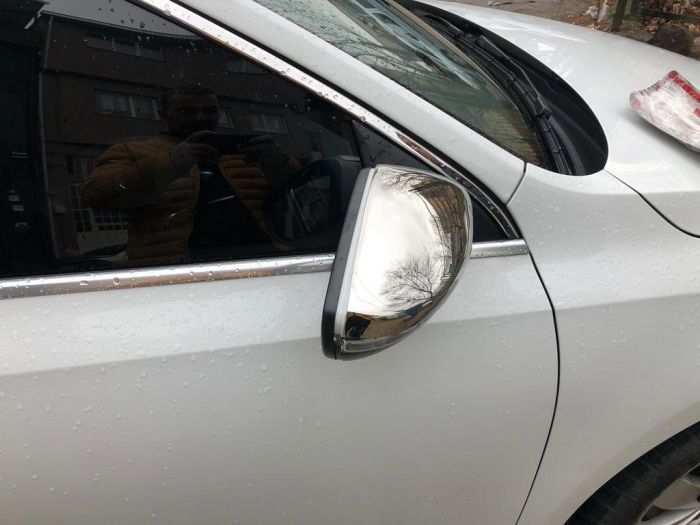 Накладки на зеркала (2 шт., нерж) OmsaLine - Итальянская нержавейка для Volkswagen Jetta 2011-2018 гг