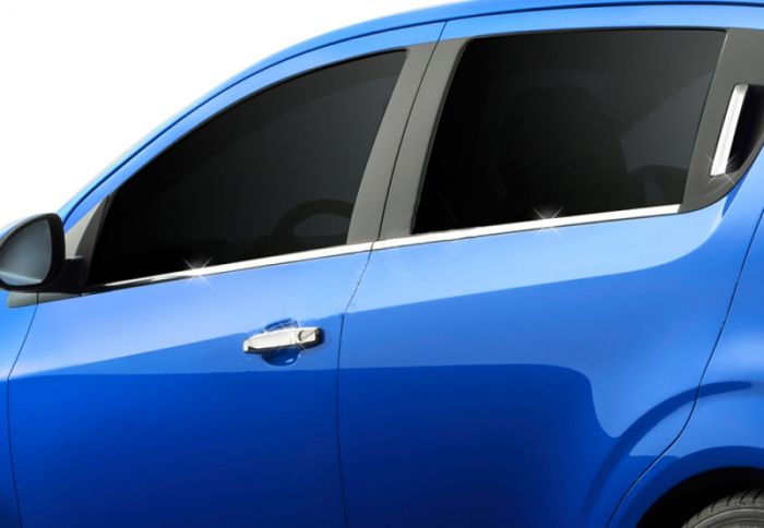 Нижние молдинги стекол (нерж) Sedan, Carmos - Турецкая сталь для Chevrolet Aveo T300 2011-2024 гг