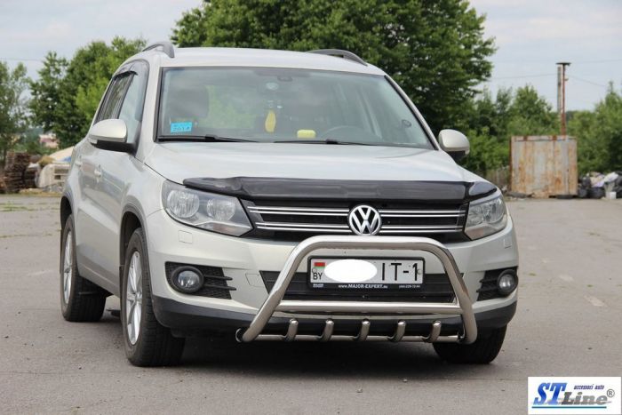 Кенгурятник WT003 (нерж) 60 мм, без надписи для Volkswagen Tiguan 2007-2016 гг