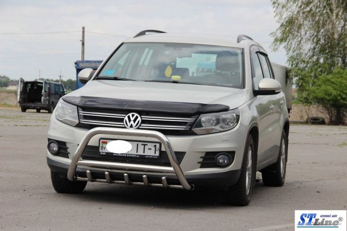 Кенгурятник WT003 (нерж) 51 мм, без надписи для Volkswagen Tiguan 2007-2016 гг