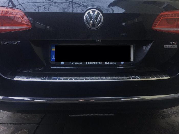 Накладка на задний бампер OmsaLine Глянец (SW, нерж) для Volkswagen Passat B7 2012-2015 гг