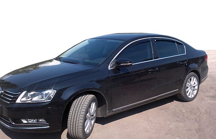 Ветровики с хром молдингом SD (4 шт, EU, HIC) для Volkswagen Passat B7 2012-2015 гг