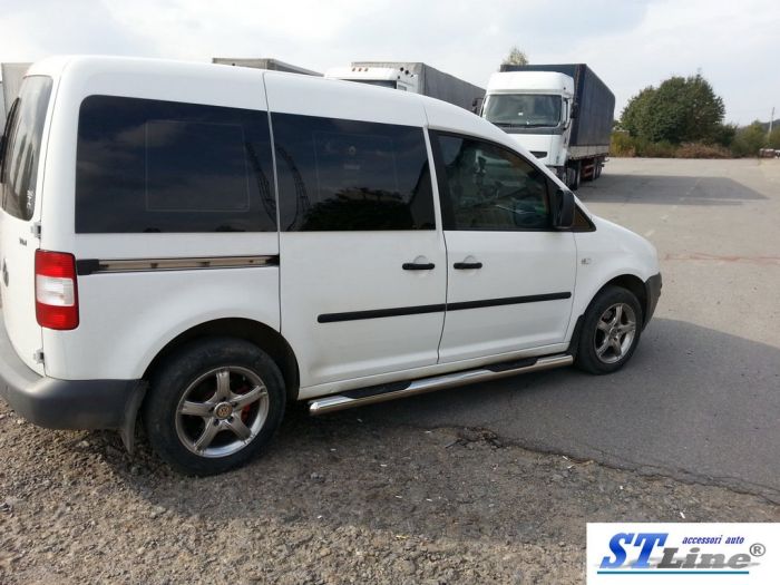 Боковые трубы BB002 (2 шт, нерж) 70 мм, Стандартная база для Volkswagen Caddy 2015-2020 гг