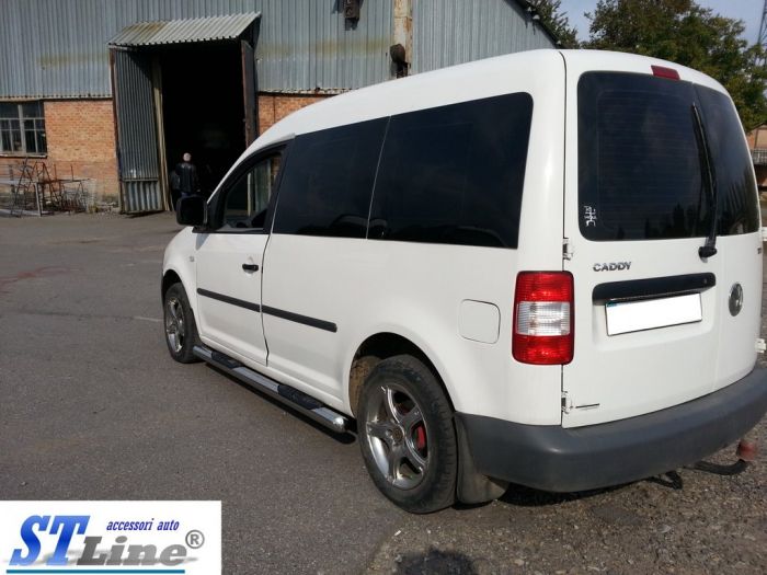 Боковые трубы BB002 (2 шт, нерж) 60 мм, Maxi база для Volkswagen Caddy 2004-2010 гг