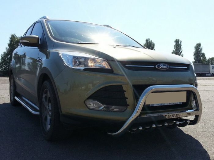 Кенгурятник WT004 (нерж.) для Ford Kuga/Escape 2013-2019 гг