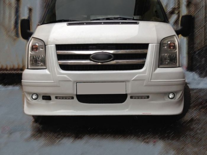 Накладка на передний бампер (2006-2014, DRL, с решеткой) для Ford Transit