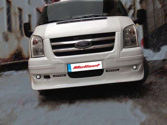 Накладка на передний бампер (2006-2014, DRL, с решеткой) для Ford Transit