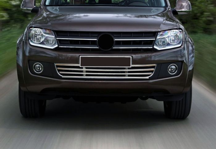 Решетка в бампер (нерж) для Volkswagen Amarok 2010-2022 гг