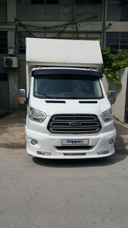 Козырек на лобовое стекло (черный глянец, 5мм) для Ford Transit 2014-2024 гг