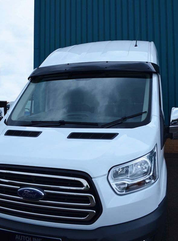 Козырек на лобовое стекло (черный глянец, 5мм) для Ford Transit 2014-2024 гг