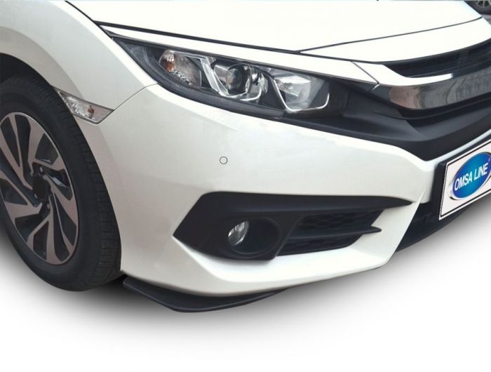 Флап накладки на передний бампер (2 шт, черный) для Honda Civic Sedan X 2016-2021 гг