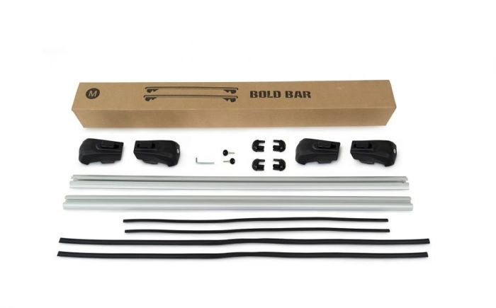 Перемычки на обычные рейлинги под ключ Bold Bar V1 (2 шт) Серые для Peugeot 407