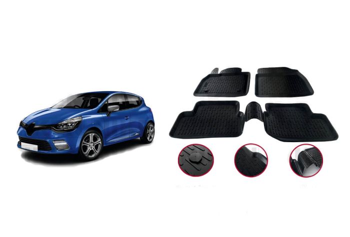 Резиновые коврики (4 шт, Niken 3D) для Renault Clio IV 2012-2019 гг