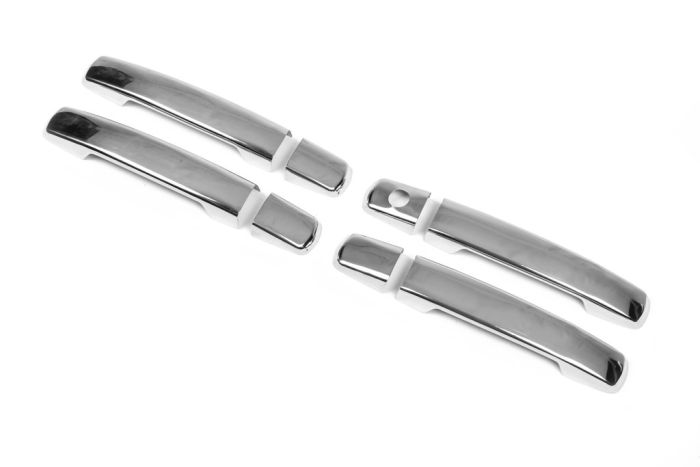 Накладка на ручки (4 шт, нерж) С чипом, Carmos - Турецкая сталь для Nissan Navara 2006-2015 гг
