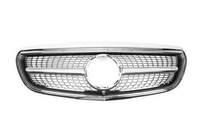 Передняя решетка Diamond широкий кант (2016-2019) С местом под камеру для Mercedes E-сlass W213 2016 -2024 гг
