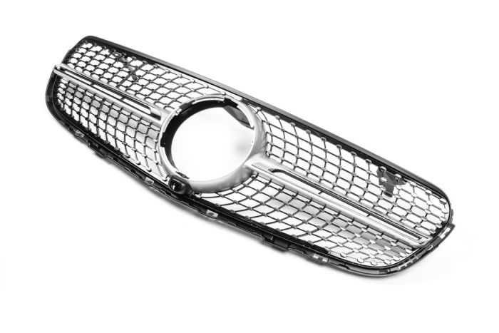 Передняя решетка Diamond Silver (2015-2019) Без места под камеру для Mercedes GLC X253
