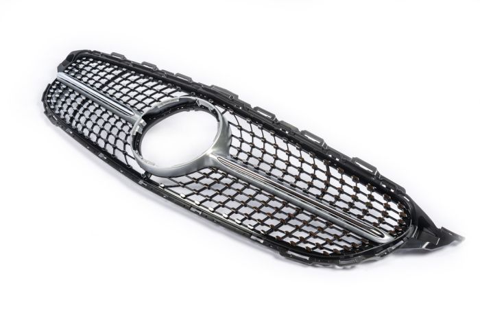 Передняя решетка Diamond Silver 2014-2018, без камеры для Mercedes C-сlass W205