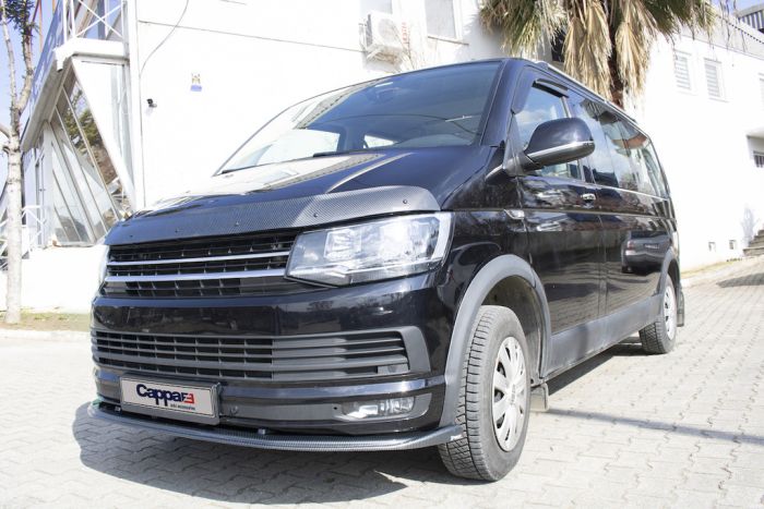 Дефлектор капота под карбон (EuroCap) для Volkswagen T6 2015-2024,