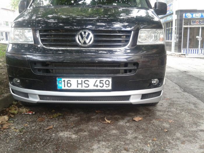 Передняя нижняя юбка ABT с усами (под покраску) для Volkswagen T5 Transporter 2003-2010 гг