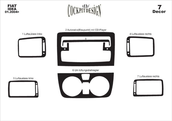 Декоративная накладка на панель Титан для Fiat Idea 2003 -2024