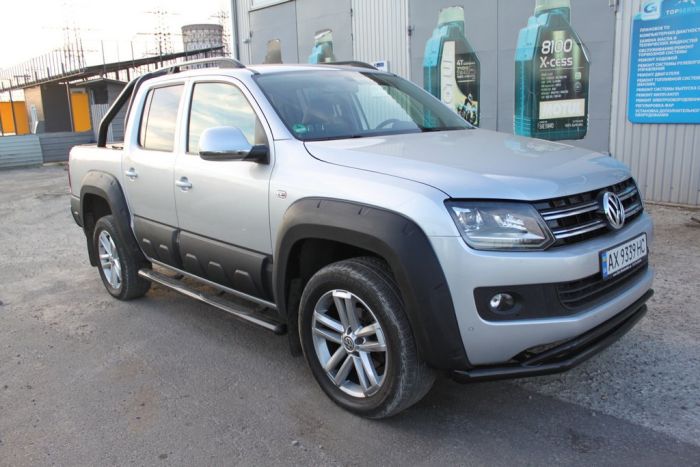 Передний ус двойной Vegas 76/42 2010-2016 (черный) для Volkswagen Amarok