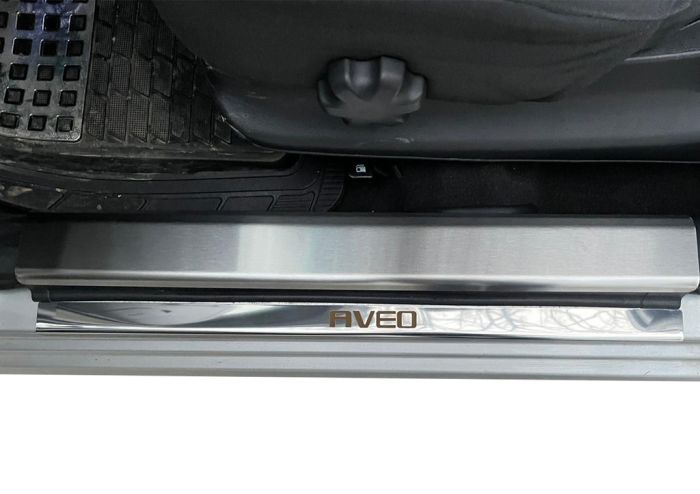 Накладки на дверные пороги Carmos (4 шт, нерж.) для Chevrolet Aveo T250 2005-2011 гг