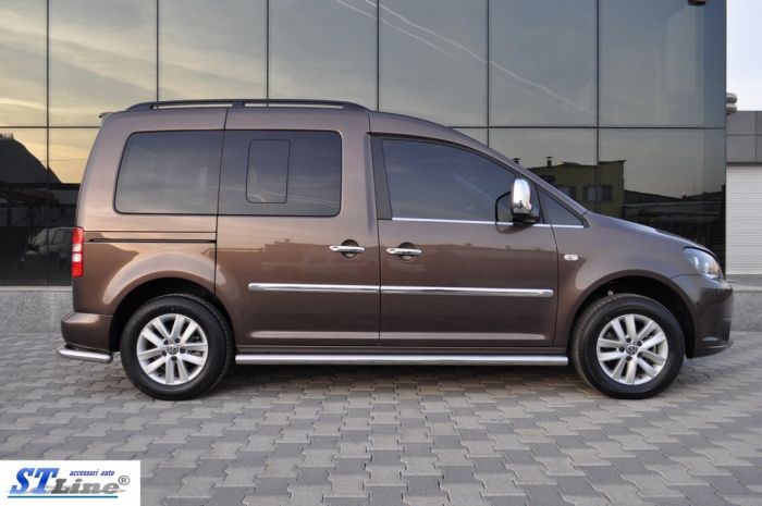 Боковые трубы BB001 (2 шт, нерж) d51, Стандартная база для Volkswagen Caddy 2010-2015 гг