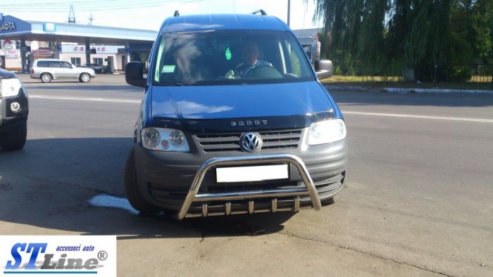 Кенгурятник WT003 (нерж) 50мм, без надписи для Volkswagen Caddy 2004-2010 гг