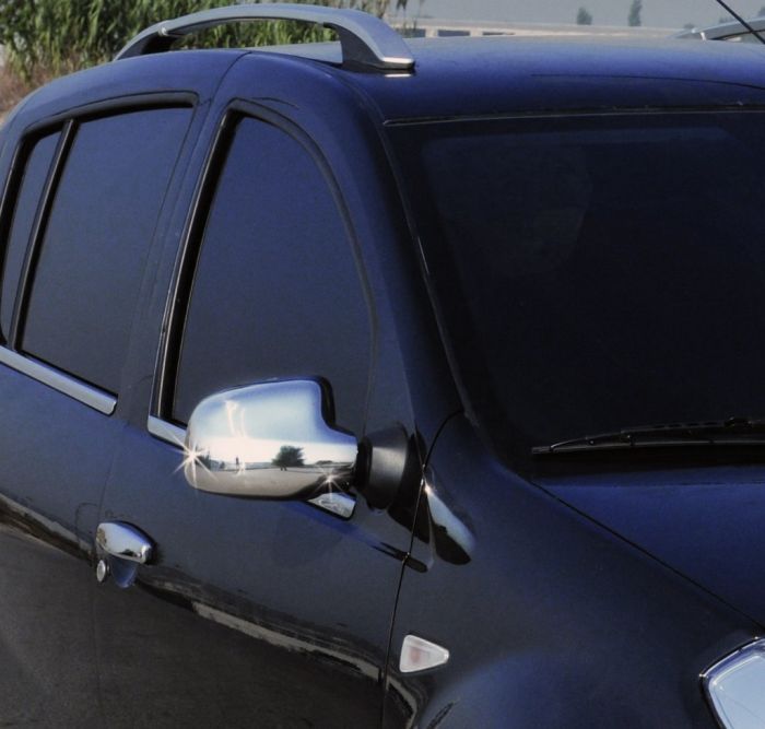 Накладки на зеркала (2 шт) Полированная нержавейка для Dacia Logan I 2008-2012 гг