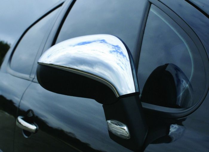 Накладки на зеркала (2 шт) Carmos - Турецкая сталь для Peugeot 207