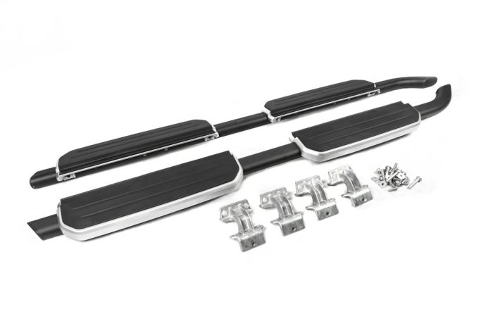Боковые пороги OEM Silver (для длинного, 2 шт) для Land Rover Defender 2019-2024 гг