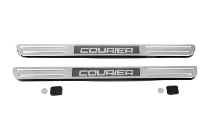 Накладки на пороги с подсветкой (2 шт, нерж) для Ford Courier 2014-2024 гг
