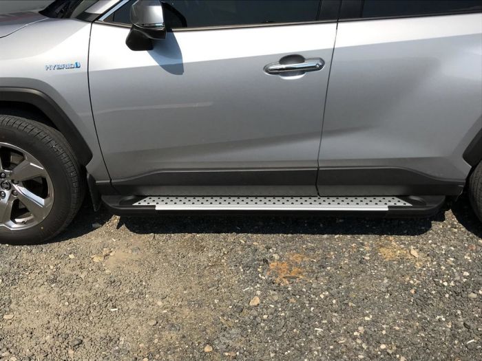 Боковые пороги Allmond Grey (2 шт., алюминий) для Toyota Rav 4 2019-2024