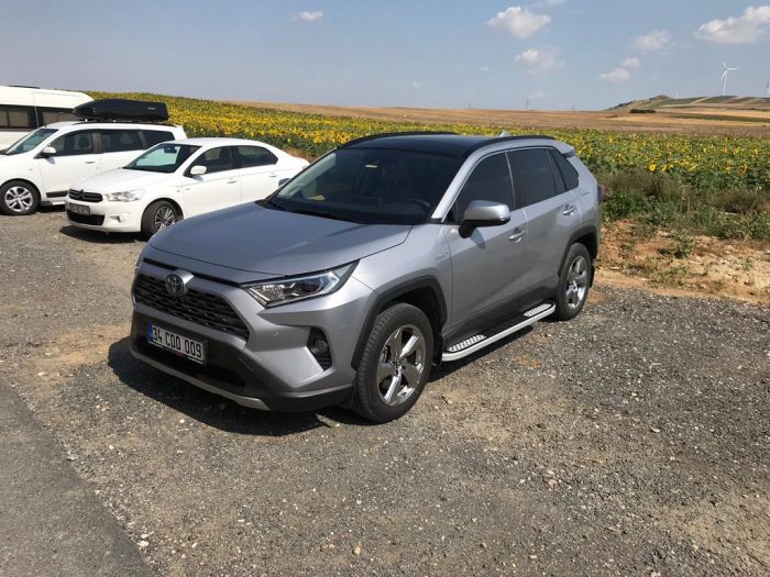 Боковые пороги Tayga V2 (2 шт., алюминий) для Toyota Rav 4 2019-2024
