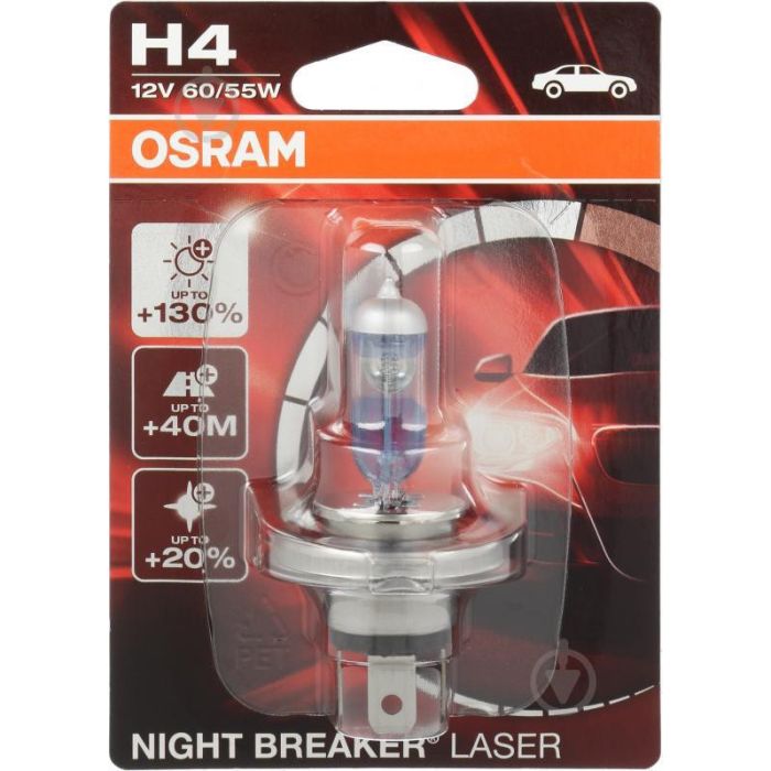 Лампа головного света Osram H4 60/55W Night Breaker Laser -2024130% 64193NBL130 (1 шт)
