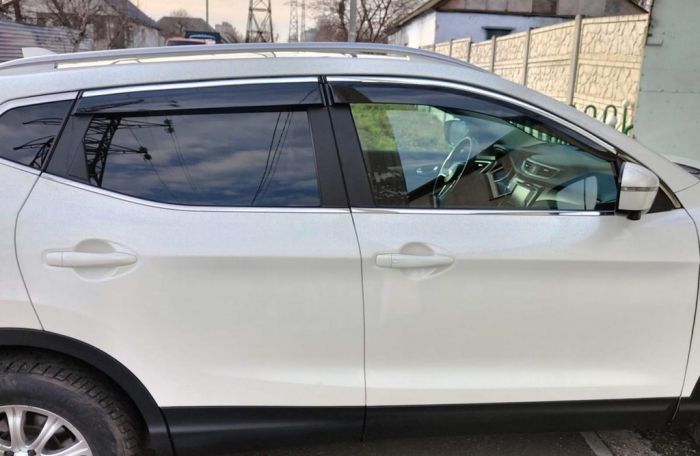 Ветровики с хромом (4 шт, Sunplex Chrome) для Nissan Qashqai 2014-2021 гг