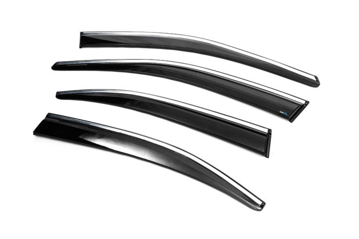 Ветровики с хромом Liftback (4 шт, Sunplex Chrome) для Skoda Octavia III A7 2013-2019 гг