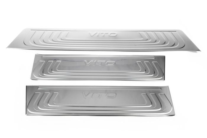 Накладки на внутренние пороги OmsaLine (3 шт, нерж) для Mercedes Vito / V W447 2014-2024 гг