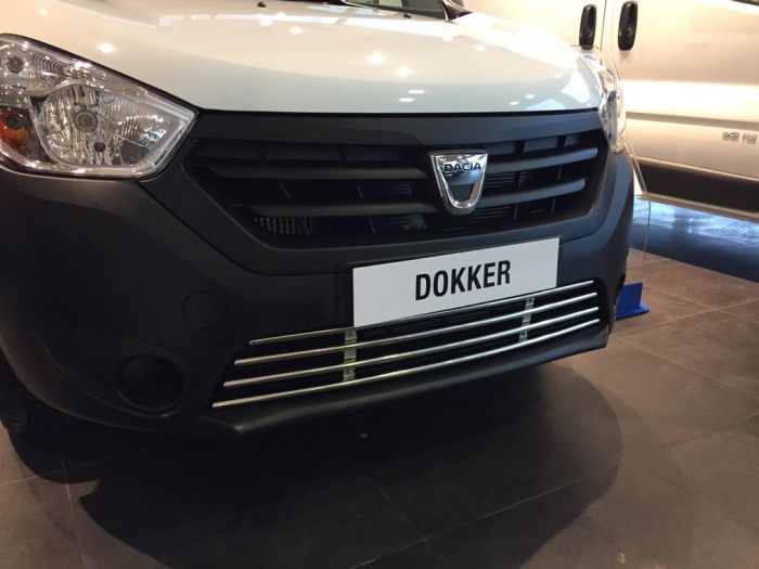 Решетка в бампер (нерж) для Renault Dokker 2013-2022 гг