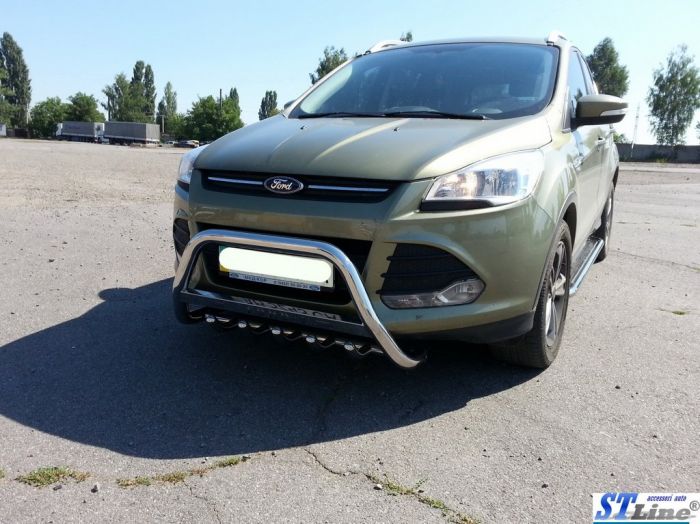 Кенгурятник WT004 (нерж.) для Ford Kuga/Escape 2013-2019 гг