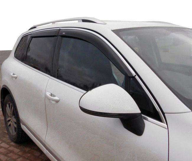 Ветровики с хром молдингом (4 шт, Niken) для Volkswagen Tiguan 2007-2016 гг