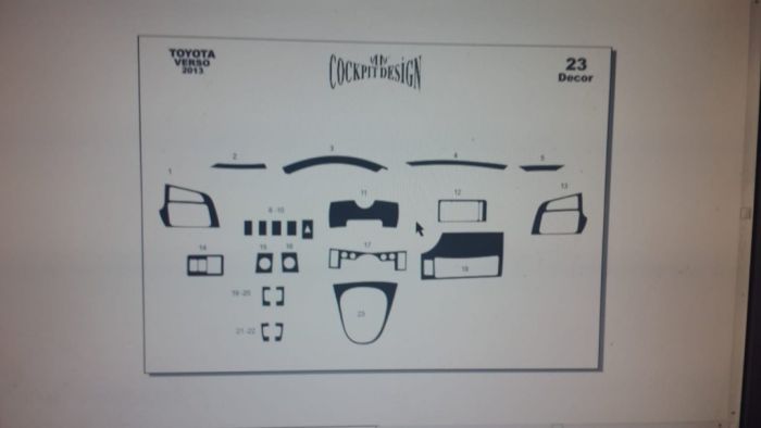 Накладки на панель (2013-2024) Титан для Toyota Verso