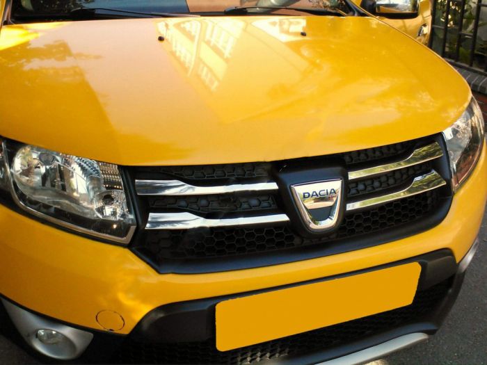 Накладки на решетку `вариант 2` (4 шт, нерж.) для Dacia Sandero 2013-2020 гг