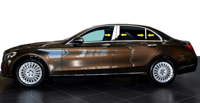 Молдинг дверных стоек (нерж) для Mercedes C-сlass W205 2014-2021 гг