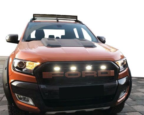 Передняя решетка с LED V2 Оранжевая для Ford Ranger 2011-2024 гг