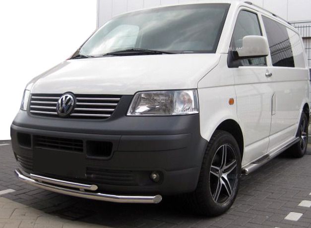 Нижняя двойная губа ST014 (нерж) 60 на 60мм для Volkswagen T5 Transporter 2003-2010 гг