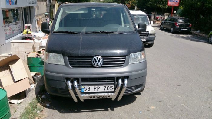 Кенгурятник ST006-04 ноздри (нерж) для Volkswagen T5 Transporter 2003-2010 гг