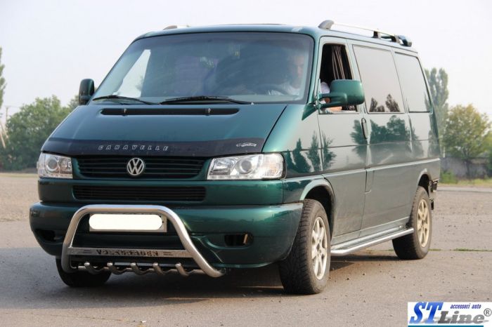 Кенгурятник WT003 (нерж) 51мм, с надписью для Volkswagen T4 Caravelle/Multivan