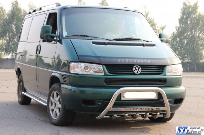 Кенгурятник WT003 (нерж) 50мм, с надписью для Volkswagen T4 Transporter